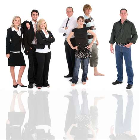 three groups of people